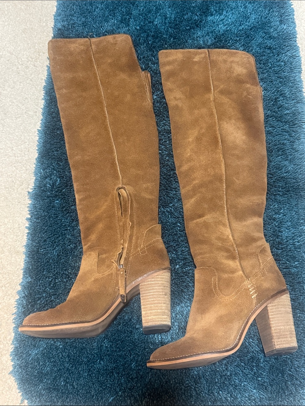Dolce Vita Tan Suede Over-the-Knee Block Heel Boots